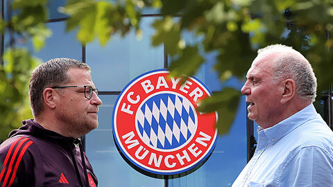 Unterschiedliche Standpunkte: Bayerns Sportvorstand Max Eberl (l.) und Aufsichtsrat Uli Hoeneß. Unterschiedliche Standpunkte: Bayerns Sportvorstand Max Eberl (l.) und Aufsichtsrat Uli Hoeneß.