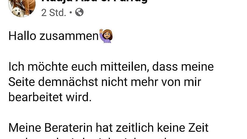 Die verwirrenden Zeilen auf Naddels Facebookseite. Mittlerweile ist ihre gesamte Seite nicht mehr auffindbar. Die verwirrenden Zeilen auf Naddels Facebookseite. Mittlerweile ist ihre gesamte Seite nicht mehr auffindbar.