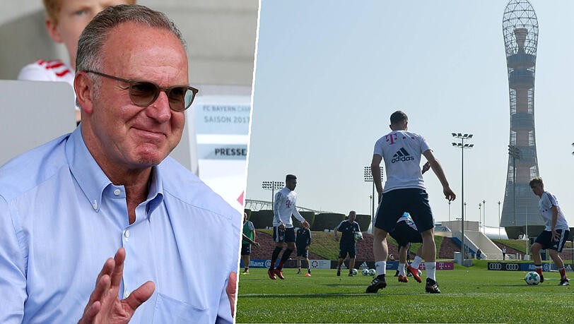 Karl-Heinz Rummenigge, Vorstandsboss des FC Bayern, verteidigt die erneute Reise nach Doha. Karl-Heinz Rummenigge, Vorstandsboss des FC Bayern, verteidigt die erneute Reise nach Doha.