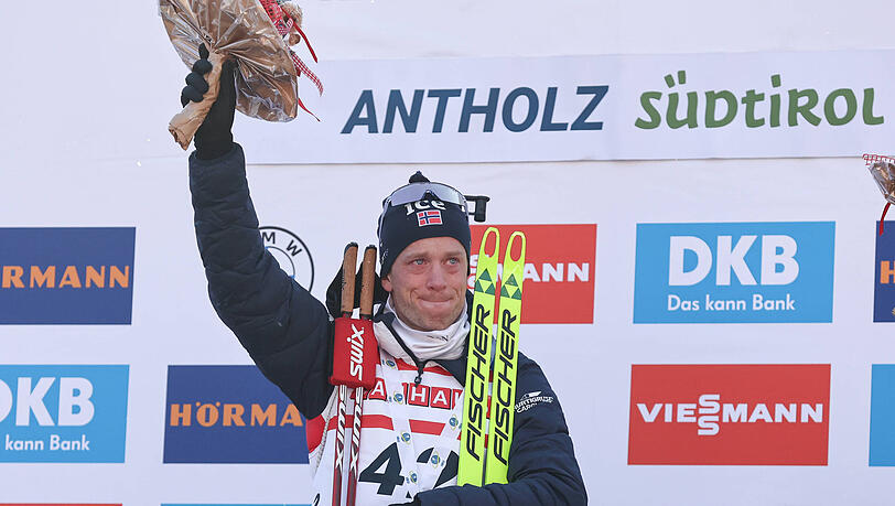 Den Tränen nahe: Biathlet Tarjei Boe. Den Tränen nahe: Biathlet Tarjei Boe.