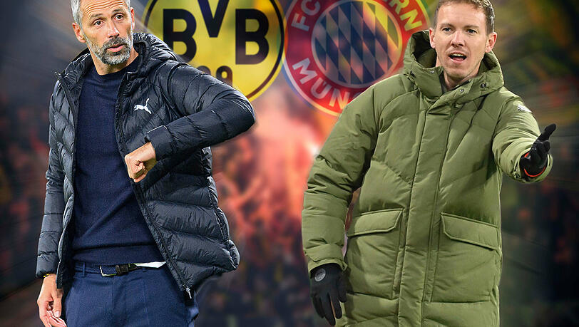 Marco Rose (links) und Julian Nagelsmann erleben am Samstag ihren ersten Klassiker. Marco Rose (links) und Julian Nagelsmann erleben am Samstag ihren ersten Klassiker.