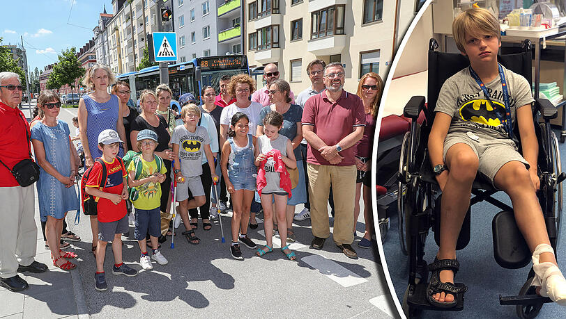 Elterndemo am Mittwoch auf der Welfenstraße. Grundschüler Paul (Mitte und rechts im Bild) hatte Glück, steht aber noch unter Schock: Am Zebrastreifen erwischte ein Mercedes den Drittklässler. Elterndemo am Mittwoch auf der Welfenstraße. Grundschüler Paul (Mitte und rechts im Bild) hatte Glück, steht aber noch unter Schock: Am Zebrastreifen erwischte ein Mercedes den Drittklässler.