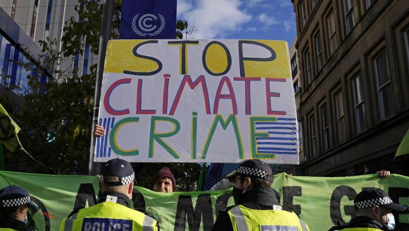 Ein Protest am Rande der COP26-Klimakonferenz in Glasgow. Symbolbild. Ein Protest am Rande der COP26-Klimakonferenz in Glasgow. Symbolbild.