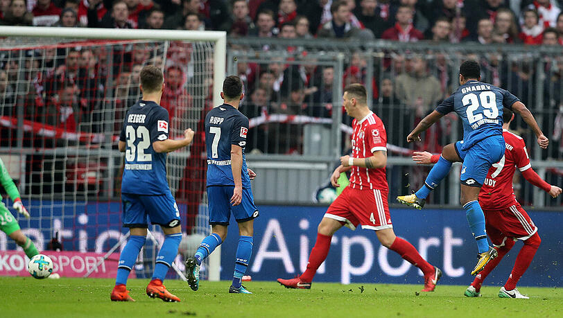 Bei der Hoffenheimer 2:5-Niederlage in München traf Serge Gnabry im Januar einmal - zur zwischenzeitlichen 2:0-Führung. Bei der Hoffenheimer 2:5-Niederlage in München traf Serge Gnabry im Januar einmal - zur zwischenzeitlichen 2:0-Führung.