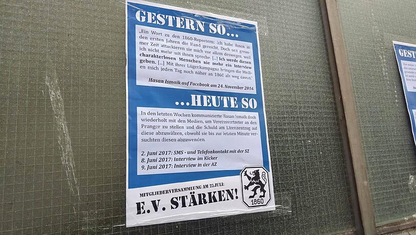 Fans der Löwen haben rund um das Grünwalder Stadion DIN-A4-große Schreiben angebracht. Fans der Löwen haben rund um das Grünwalder Stadion DIN-A4-große Schreiben angebracht.