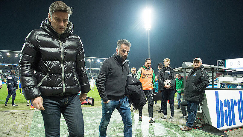 Gehen bereits getrennte Wege: Der neue KSC-Sportchef Oliver Kreuzer und Trainer Tomas Oral (rechts). Gehen bereits getrennte Wege: Der neue KSC-Sportchef Oliver Kreuzer und Trainer Tomas Oral (rechts).