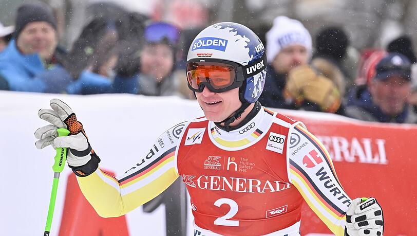 Thomas Dreßen aus Deutschland reagiert nach einer Abfahrt. Thomas Dreßen aus Deutschland reagiert nach einer Abfahrt.