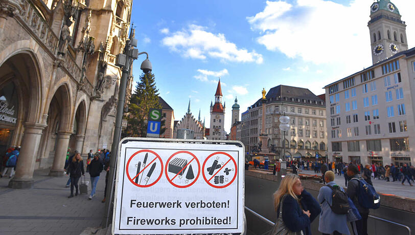 Hier, am Marienplatz, herrscht absolutes Feuerwerksverbot.