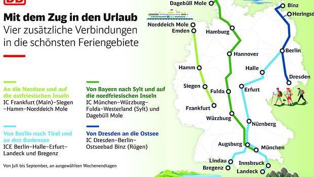 Die neuen Sommer-Verbindungen der Bahn. Die neuen Sommer-Verbindungen der Bahn.