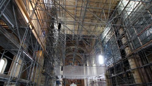 Überall Gerüste: Die Ludwigskirche ist zur Zeit eine Großbaustelle. Überall Gerüste: Die Ludwigskirche ist zur Zeit eine Großbaustelle.