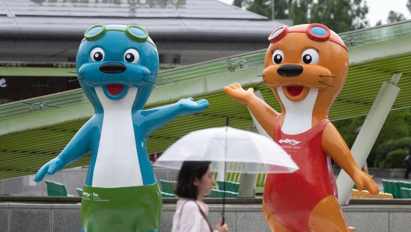 Zwei Otter sind die Maskottchen der Schwimm-WM im südkoreanischen Gwangju. Zwei Otter sind die Maskottchen der Schwimm-WM im südkoreanischen Gwangju.