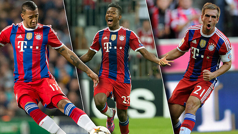 Jerome Boateng, David Alaba und Philipp Lahm stehen auf der Abwehr-Shortlist für die FIFA Weltelf. Jerome Boateng, David Alaba und Philipp Lahm stehen auf der Abwehr-Shortlist für die FIFA Weltelf.