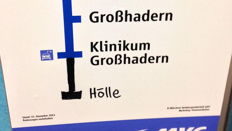 Hinter Klinikum Großhadern kommt jetzt die Hölle. Hinter Klinikum Großhadern kommt jetzt die Hölle.