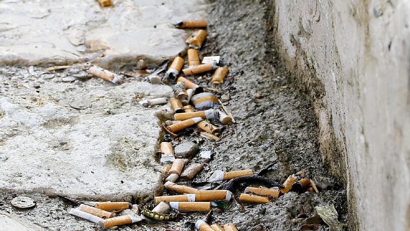 Zigarettenkippen bleiben tagelang liegen. Eine einzige Kippe vergiftet 40 Liter Isarwasser. Viele Fische sterben deswegen. Zigarettenkippen bleiben tagelang liegen. Eine einzige Kippe vergiftet 40 Liter Isarwasser. Viele Fische sterben deswegen.