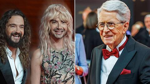 Tom (li.) und Bill Kaulitz übernehmen am 5. Dezember bei "Wetten, dass..?" und Frank Elstner freut's. Tom (li.) und Bill Kaulitz übernehmen am 5. Dezember bei "Wetten, dass..?" und Frank Elstner freut's.
