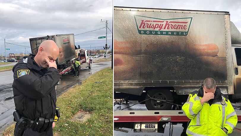 Ein ausgebrannter Donut-Laster und weinende US-Polizisten - das ist der Stoff aus dem Dramen gemacht werden. Ein ausgebrannter Donut-Laster und weinende US-Polizisten - das ist der Stoff aus dem Dramen gemacht werden.