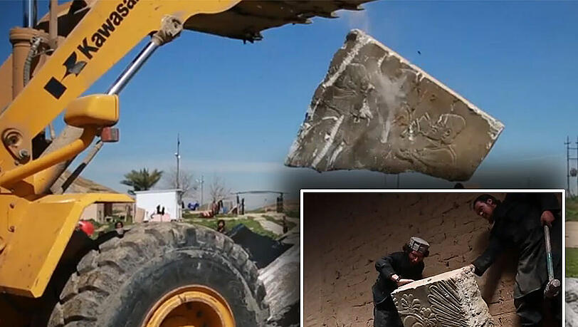 ISIS zerstört Teilen der alt-assyrischen Ruinenstadt Nimrud im Süden von Mossul ISIS zerstört Teilen der alt-assyrischen Ruinenstadt Nimrud im Süden von Mossul