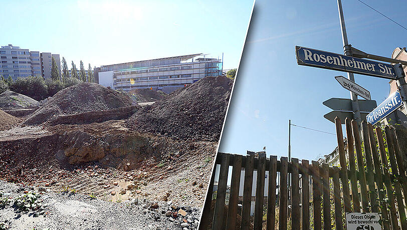 Bauarbeiter fanden an einer Baustelle an der Rosenheimer Straße Ecke Orleanstraße menschliche Knochen. Bauarbeiter fanden an einer Baustelle an der Rosenheimer Straße Ecke Orleanstraße menschliche Knochen.