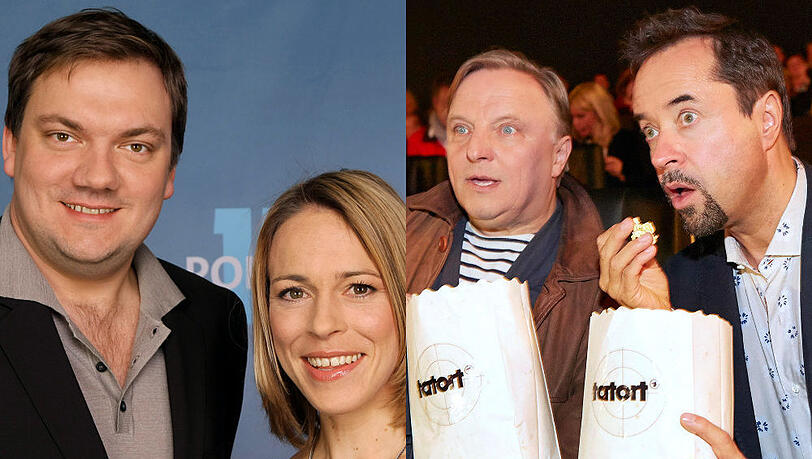 Charly Hübner und Anneke Kim Sarnau vom "Polizeiruf" aus Rostock und Axel Prahl und Jan Josef Liefers (v.li.) aus dem Münster-"Tatort" Charly Hübner und Anneke Kim Sarnau vom "Polizeiruf" aus Rostock und Axel Prahl und Jan Josef Liefers (v.li.) aus dem Münster-"Tatort"