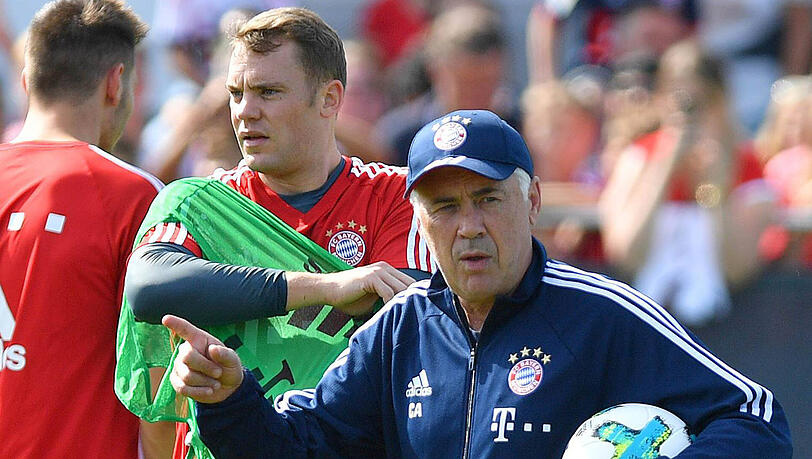 Kapitän Manuel Neuer begleitet Bayern-Trainer Carlo Ancelotti am heutigen Montag zur Champions-League-PK. Kapitän Manuel Neuer begleitet Bayern-Trainer Carlo Ancelotti am heutigen Montag zur Champions-League-PK.