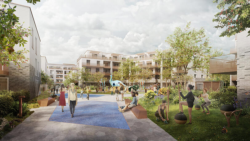 Das "Futuria" in Garching mit leuchtenden Böden. Das "Futuria" in Garching mit leuchtenden Böden.