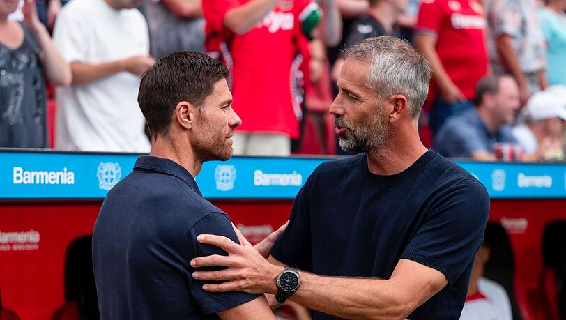 Leverkusens Xabi Alonso und Leipzigs Marco Rose: Am Samstag treffen die Trainer im Top-Spiel der Bundesliga aufeinander. Leverkusens Xabi Alonso und Leipzigs Marco Rose: Am Samstag treffen die Trainer im Top-Spiel der Bundesliga aufeinander.