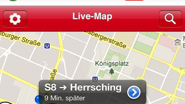 Neun Minuten zu spät: Eine S8 auf dem Live-Fahrplan fürs Handy. Neun Minuten zu spät: Eine S8 auf dem Live-Fahrplan fürs Handy.