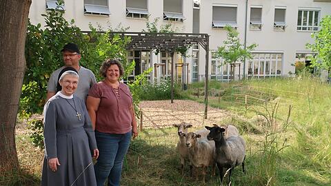 Generaloberin Schwester
Monika Edinger (l.), zusammen mit den Schäfern und den Schafen. Generaloberin Schwester
Monika Edinger (l.), zusammen mit den Schäfern und den Schafen.