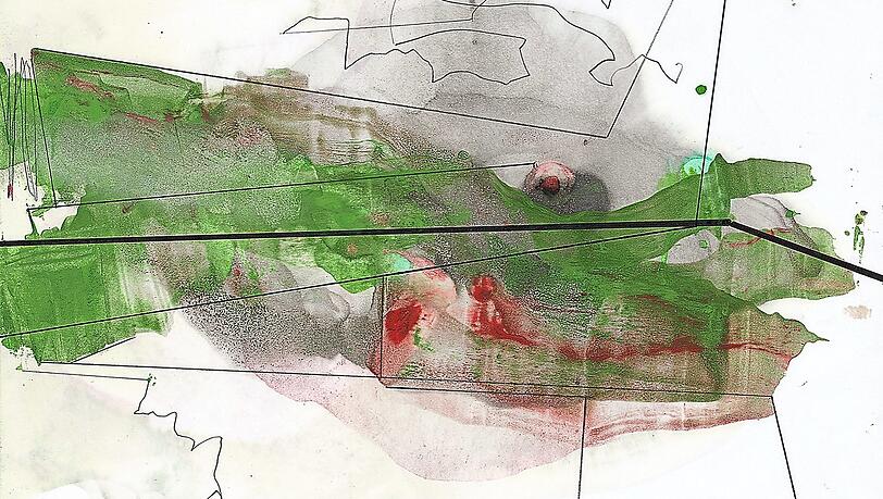 Das Gehirn will ein Krokodil sehen - Gerhard Richter " 15.4.2020, recto", Bleistift und farbige Tusche, 210 x 297 mm. Abb: © Gerhard Richter 2021 Das Gehirn will ein Krokodil sehen - Gerhard Richter " 15.4.2020, recto", Bleistift und farbige Tusche, 210 x 297 mm. Abb: © Gerhard Richter 2021