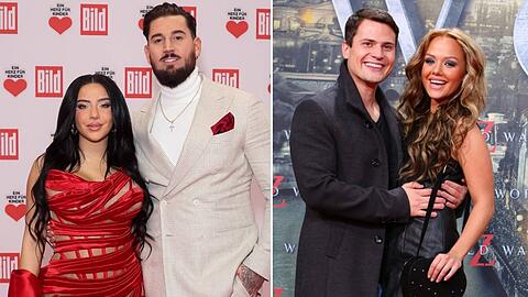 Dschungelehe und Dschungelbaby: Leyla und Mike Heiter (l.) heirateten nach dem Kennenlernen im Dschungelcamp, bei Rocco Stark und Kim Gloss gab es Nachwuchs. Dschungelehe und Dschungelbaby: Leyla und Mike Heiter (l.) heirateten nach dem Kennenlernen im Dschungelcamp, bei Rocco Stark und Kim Gloss gab es Nachwuchs.