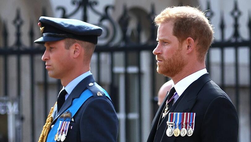 Prinz William (l.) und Prinz Harry während der Beerdigung von Queen Elizabeth II., ihrer Großmutter. Seither sollen sie nicht mehr miteinander gesprochen haben. Prinz William (l.) und Prinz Harry während der Beerdigung von Queen Elizabeth II., ihrer Großmutter. Seither sollen sie nicht mehr miteinander gesprochen haben.