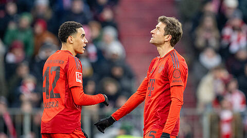 Jamal Musiala und Thomas Müller spielten jahrelang zusammen beim FC Bayern. Jamal Musiala und Thomas Müller spielten jahrelang zusammen beim FC Bayern.