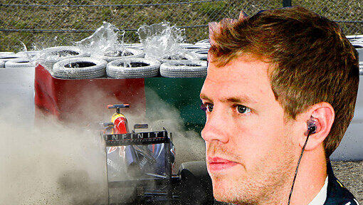 Auf seiner letzten Vormittagsrunde am Freitag in Suzuka kam Red-Bull-Star Vettel von der Piste ab und krachte in die Streckenbegrenzung. Auf seiner letzten Vormittagsrunde am Freitag in Suzuka kam Red-Bull-Star Vettel von der Piste ab und krachte in die Streckenbegrenzung.