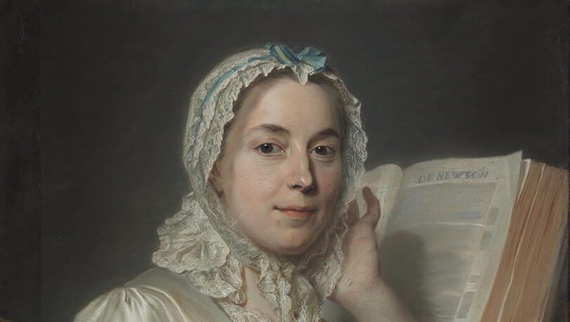 Maurice Quentin de La Tours "Mademoiselle Ferrand meditiert über Newton" ist um 1752 entstanden. Maurice Quentin de La Tours "Mademoiselle Ferrand meditiert über Newton" ist um 1752 entstanden.