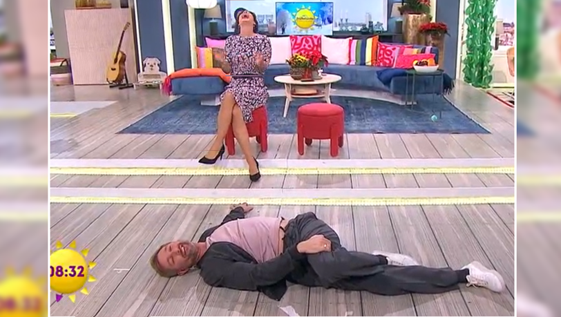 Die Moderatoren Marlene Lufen und Daniel Boschmann brechen in Gelächter aus. Die Moderatoren Marlene Lufen und Daniel Boschmann brechen in Gelächter aus.