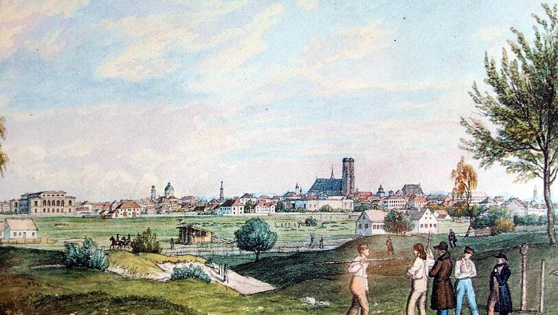 Das Oberwiesenfeld auf einem Gemälde von Caspar Klotz aus dem Jahr 1835: So leer war es also mal in Moosach. Das Oberwiesenfeld auf einem Gemälde von Caspar Klotz aus dem Jahr 1835: So leer war es also mal in Moosach.