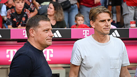 Für das Sportliche beim FC Bayern zuständig: Max Eberl (li.) und Christoph Freund. Für das Sportliche beim FC Bayern zuständig: Max Eberl (li.) und Christoph Freund.