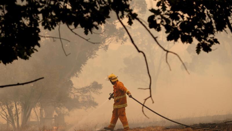 Ein Feuerwehrmann in Australien beim Löschen eines Brand. Bisher konnten die Feuer nicht unter Kontrolle gebracht werden. Ein Feuerwehrmann in Australien beim Löschen eines Brand. Bisher konnten die Feuer nicht unter Kontrolle gebracht werden.