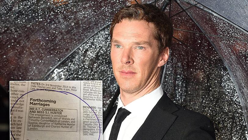 "Sherlock Holmes"-Star Benedict Cumberbatch hat sich verlobt und eine Verlobungsanzeige in der "Times" geschaltet. "Sherlock Holmes"-Star Benedict Cumberbatch hat sich verlobt und eine Verlobungsanzeige in der "Times" geschaltet.