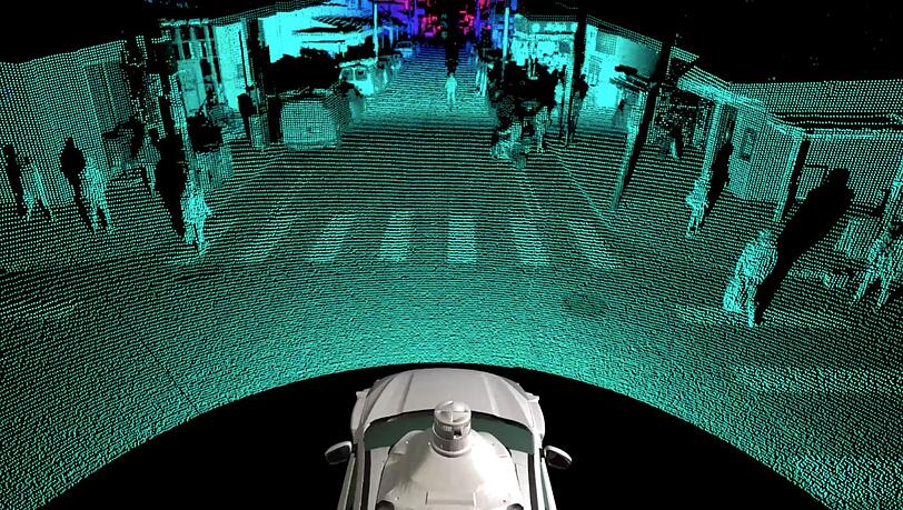Mit der Lidar-Technik von Argo AI können Objekte in bis zu 400 Meter Entfernung erkannt werden. Mit der Lidar-Technik von Argo AI können Objekte in bis zu 400 Meter Entfernung erkannt werden.