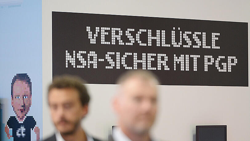 "Verschlüssle NSA-sicher mit PGP" - mit diesem Slogan präsentierte sich das Verschlüsselungsprojekt 2014 auf der Elektronikmesse IFA in Berlin. "Verschlüssle NSA-sicher mit PGP" - mit diesem Slogan präsentierte sich das Verschlüsselungsprojekt 2014 auf der Elektronikmesse IFA in Berlin.