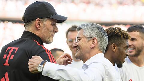 Zweimal die Zwei: Trainer Thomas Tuchel und Präsident Herbert Hainer haben bislang in dieser Saison beim FC Bayern einen guten Job gemacht. Zweimal die Zwei: Trainer Thomas Tuchel und Präsident Herbert Hainer haben bislang in dieser Saison beim FC Bayern einen guten Job gemacht.