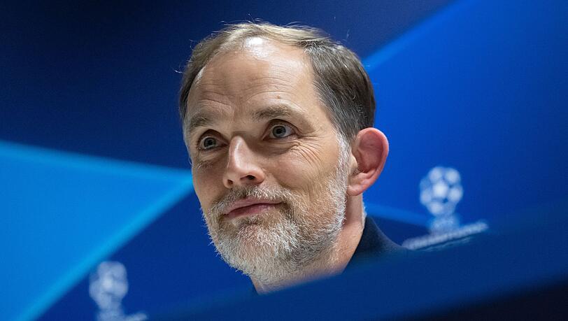 Trainer Thomas Tuchel von München nimmt nach dem Spiel an einer Pressekonferenz teil. Trainer Thomas Tuchel von München nimmt nach dem Spiel an einer Pressekonferenz teil.