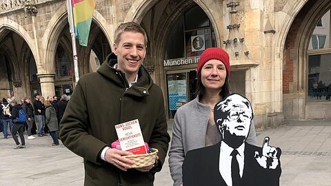 Der OB-Kandidat der Grünen Dominik Krause und SPD-Fraktionschefin Anne Hübner. Der OB-Kandidat der Grünen Dominik Krause und SPD-Fraktionschefin Anne Hübner.