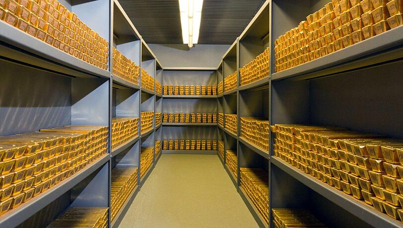 Ein Lager der Bundesbank mit Goldbeständen. Ein Lager der Bundesbank mit Goldbeständen.