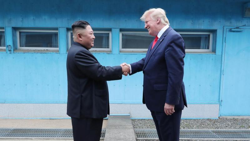 Kim Jong Un und Donald Trump hatten Ende Juni bei einem kurzen Treffen an der innerkoreanischen Grenze Verhandlungen vereinbart. Kim Jong Un und Donald Trump hatten Ende Juni bei einem kurzen Treffen an der innerkoreanischen Grenze Verhandlungen vereinbart.