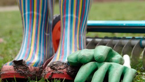 Gummistiefel, Handschuhe - was man im Garten so braucht. Gummistiefel, Handschuhe - was man im Garten so braucht.