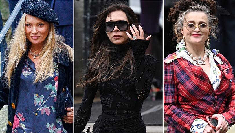 Kate Moss,Victoria Beckham und Helena Bonham Carter (v.l.n.r.) beim Gedenkgottesdienst für Vivienne Westwood in London. Kate Moss,Victoria Beckham und Helena Bonham Carter (v.l.n.r.) beim Gedenkgottesdienst für Vivienne Westwood in London.