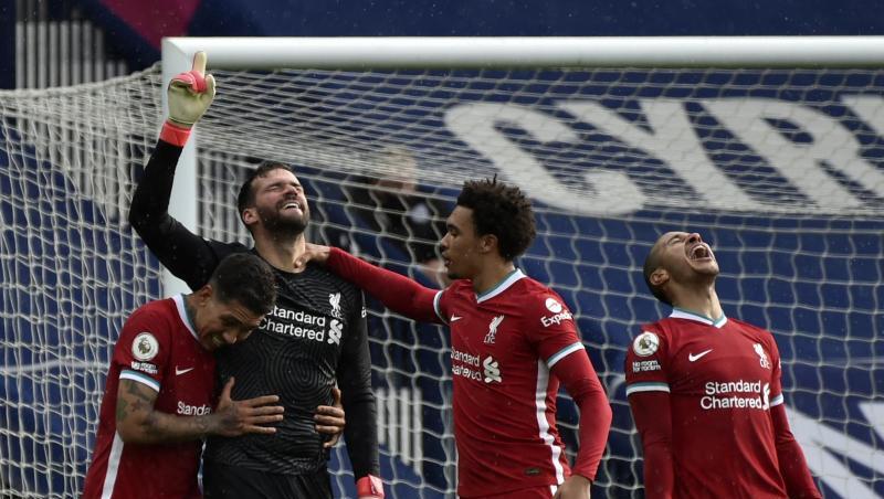 Liverpools Keeper Alisson Becker schoss das entscheidende Tor gegen West Bromwich Albion. Liverpools Keeper Alisson Becker schoss das entscheidende Tor gegen West Bromwich Albion.