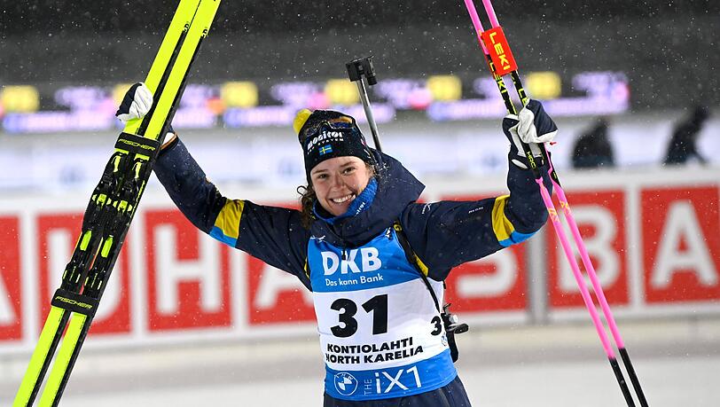 Trotz Strafminute sicherte sie sich den ersten Platz: Hanna Oberg aus Schweden. Trotz Strafminute sicherte sie sich den ersten Platz: Hanna Oberg aus Schweden.